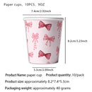 Lindos descartáveis para festa de aniversário, laço rosa para meninas e mulheres, decoração para chá de bebê, despedida de solteira, laço, pratos de papel, copos, suprimentos para festa