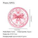 Lindos descartáveis para festa de aniversário, laço rosa para meninas e mulheres, decoração para chá de bebê, despedida de solteira, laço, pratos de papel, copos, suprimentos para festa