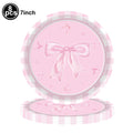 Lindos descartáveis para festa de aniversário, laço rosa para meninas e mulheres, decoração para chá de bebê, despedida de solteira, laço, pratos de papel, copos, suprimentos para festa