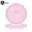 Lindos descartáveis para festa de aniversário, laço rosa para meninas e mulheres, decoração para chá de bebê, despedida de solteira, laço, pratos de papel, copos, suprimentos para festa