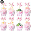 Descartáveis mais fofos do mundo! Forros de cupcake com laço rosa, forminhas de cupcake com laço coquete, forminhas de papel para assar, para chá de bebê, casamento, chá de panela, decoração de festa de aniversário!!
