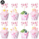 Descartáveis mais fofos do mundo! Forros de cupcake com laço rosa, forminhas de cupcake com laço coquete, forminhas de papel para assar, para chá de bebê, casamento, chá de panela, decoração de festa de aniversário!!