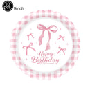 Lindos descartáveis para festa de aniversário, laço rosa para meninas e mulheres, decoração para chá de bebê, despedida de solteira, laço, pratos de papel, copos, suprimentos para festa