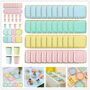 Conjunto de talheres descartáveis para festa, rosa e azul, pratos de papel, copos, pratos, kit para aniversário, casamento, festas de fim de ano, chá de bebê! Faça do seu evento um momento cheio de alegria e bom go