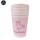 Lindos descartáveis para festa de aniversário, laço rosa para meninas e mulheres, decoração para chá de bebê, despedida de solteira, laço, pratos de papel, copos, suprimentos para festa